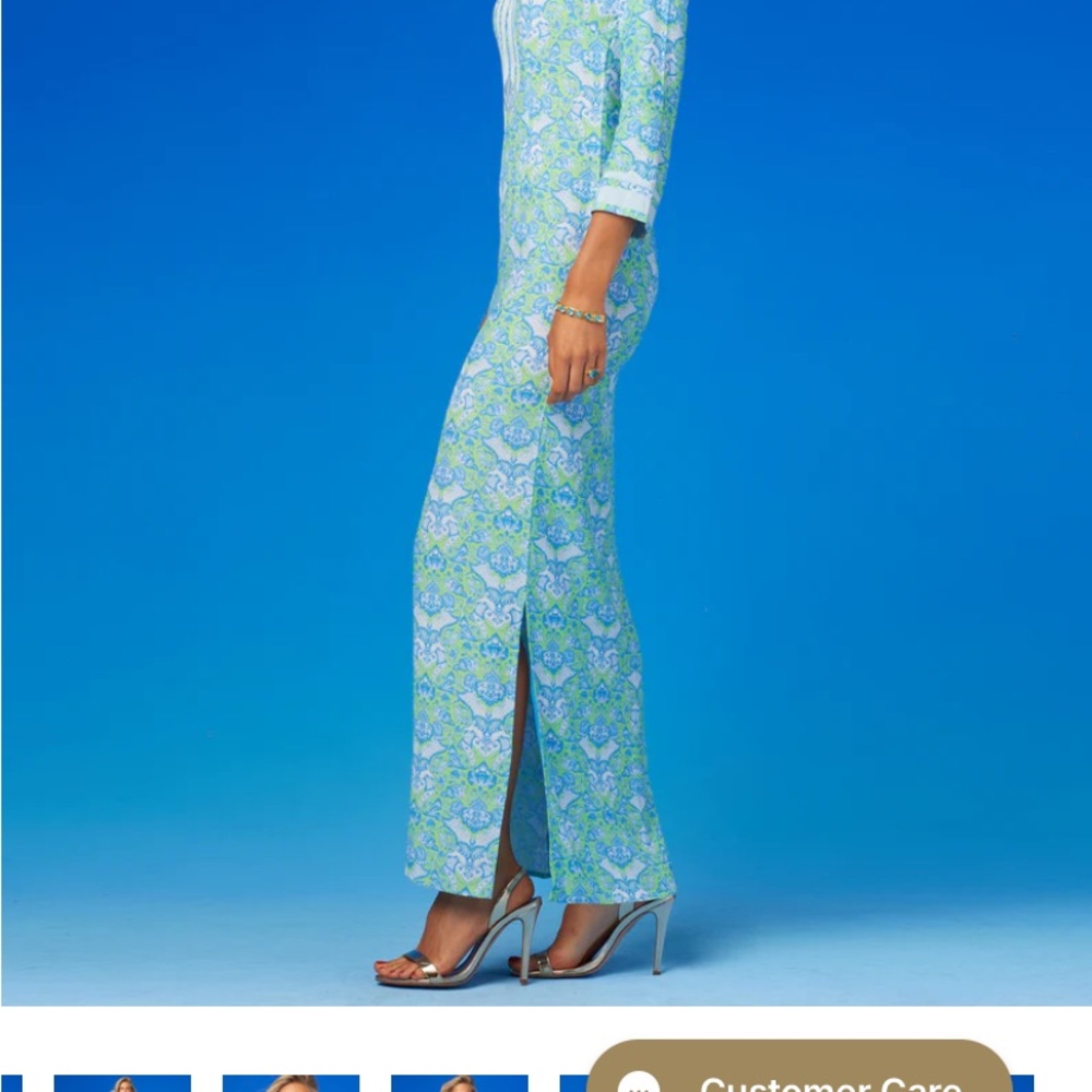 Elegant Blue and Green Maxi Dress - Picture 3 of 6